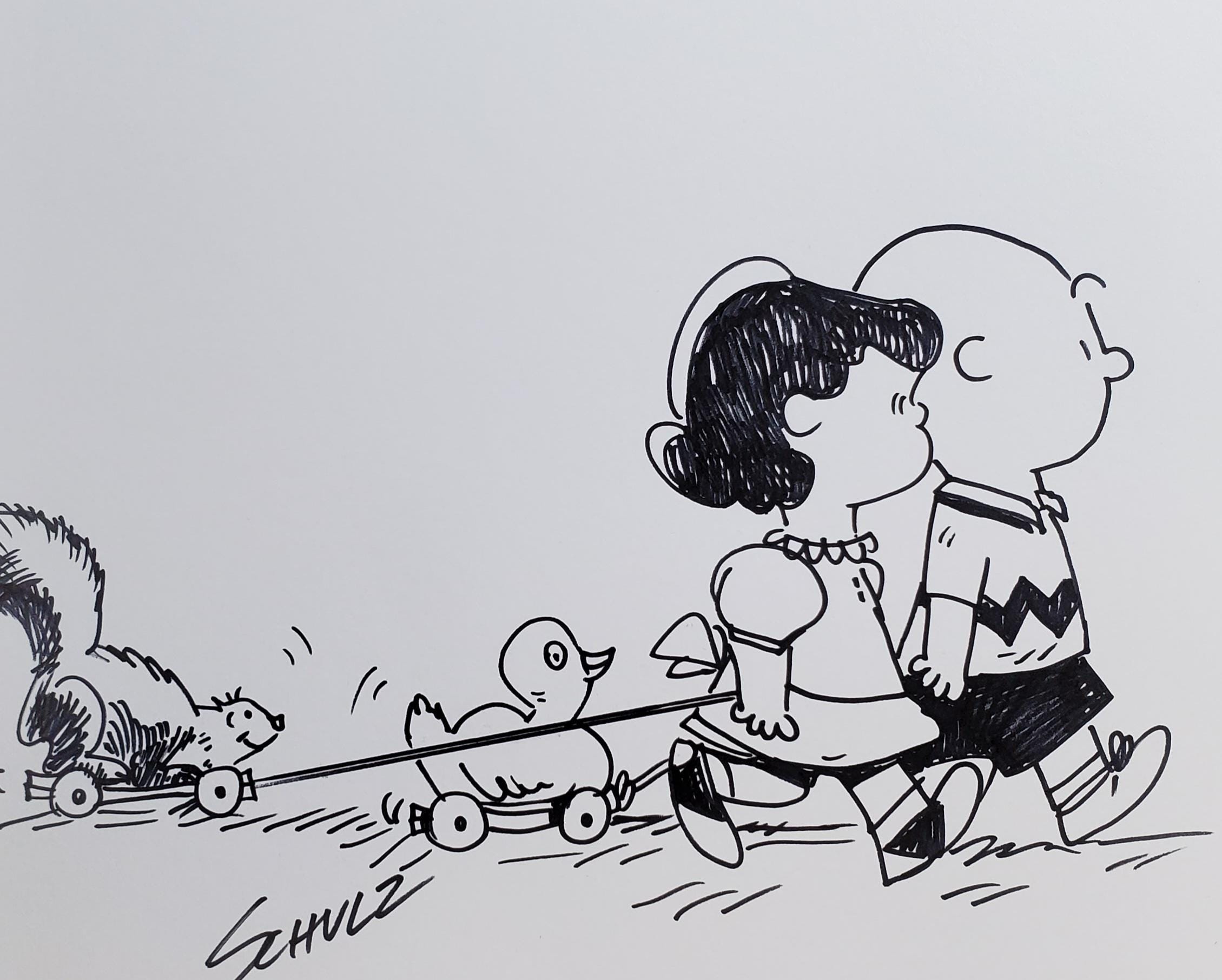 チャーリー・ブラウンとルーシーのアヒルのイラスト、ピーナッツの