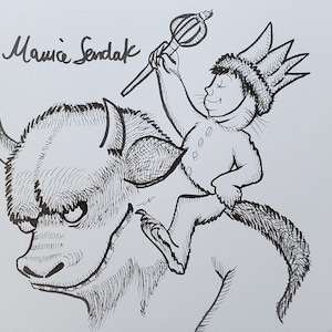 Where the Wild Things Are Ink Drawing: Sendak Monster Art (9x8.5)
