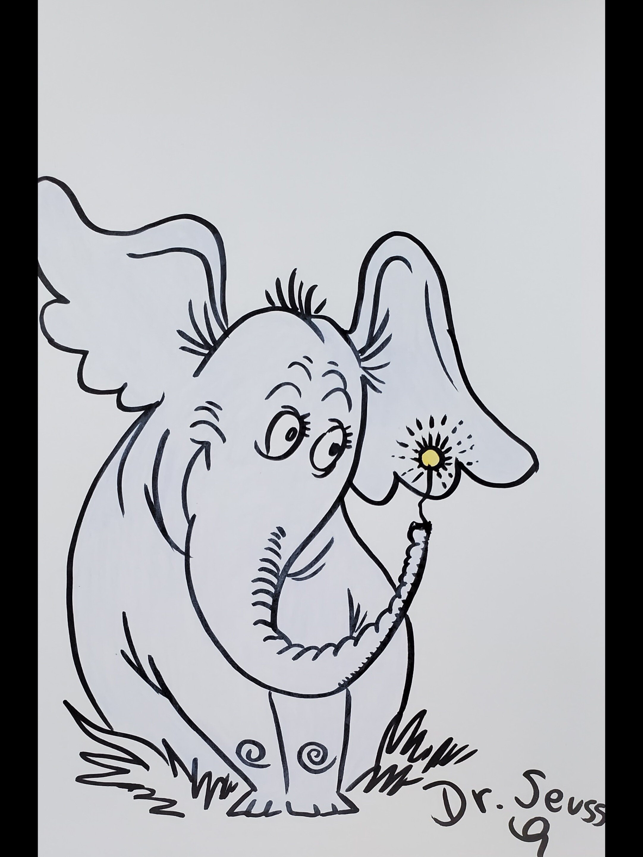 Horton Color Drawing, Cat in the Cat, Grinch, Horton Color Ink Drawing