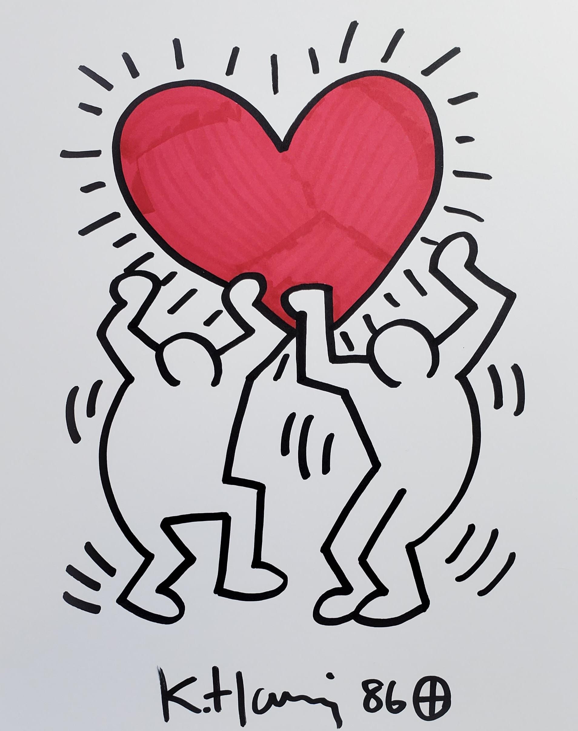 Keith Haring Style Ink Drawing: 1980s Pop Art, Heart & Figure - Etsy