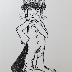 Where the Wild Things Are Ink Drawing: Smiling Monster Art
