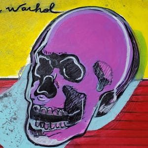 Warhol Skull Painting: Pop Art Acrylic on Watercolor Paper