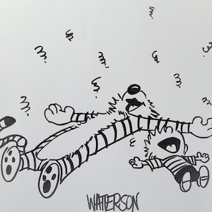 Calvin and Hobbes Ink Drawing: Original Comic Art on Paper