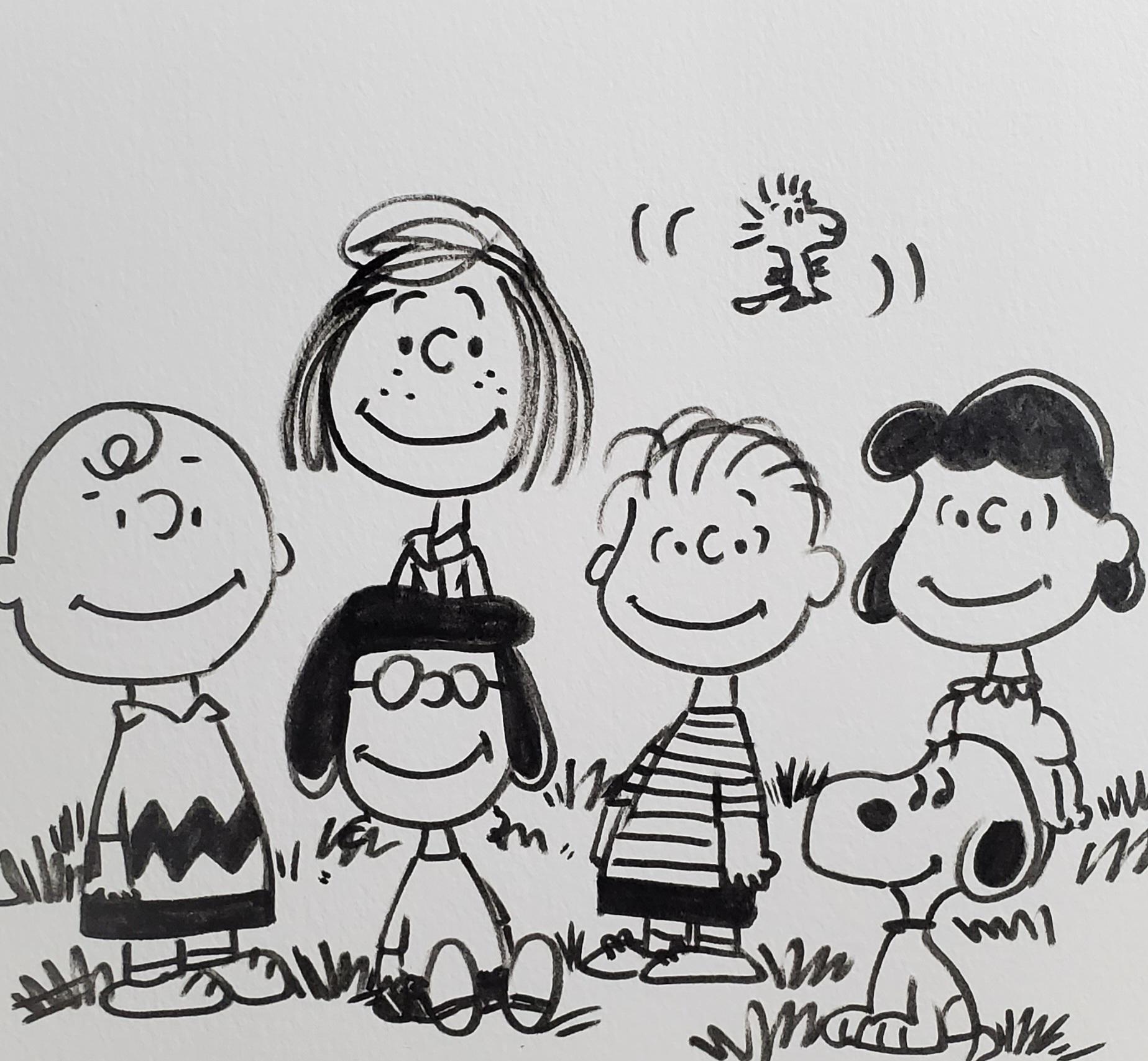 Pindakarakter Inkt Illustratie Tekening: Snoopy, Charlie Brown,  Woodstock-kunst - Etsy België, image size:1847x1706