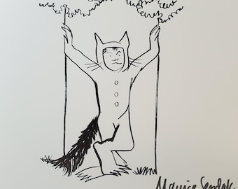 Where the wild things are," art drawing, Maurice Sendak artwork, ink drawing  - estate found art