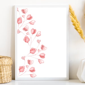 Floral Printable, Pink Flower Wall Art, Pink Wall Decor, Pink Prints, Beautiful Wall Decor, Pink Floral Digital Download, Home Decor
