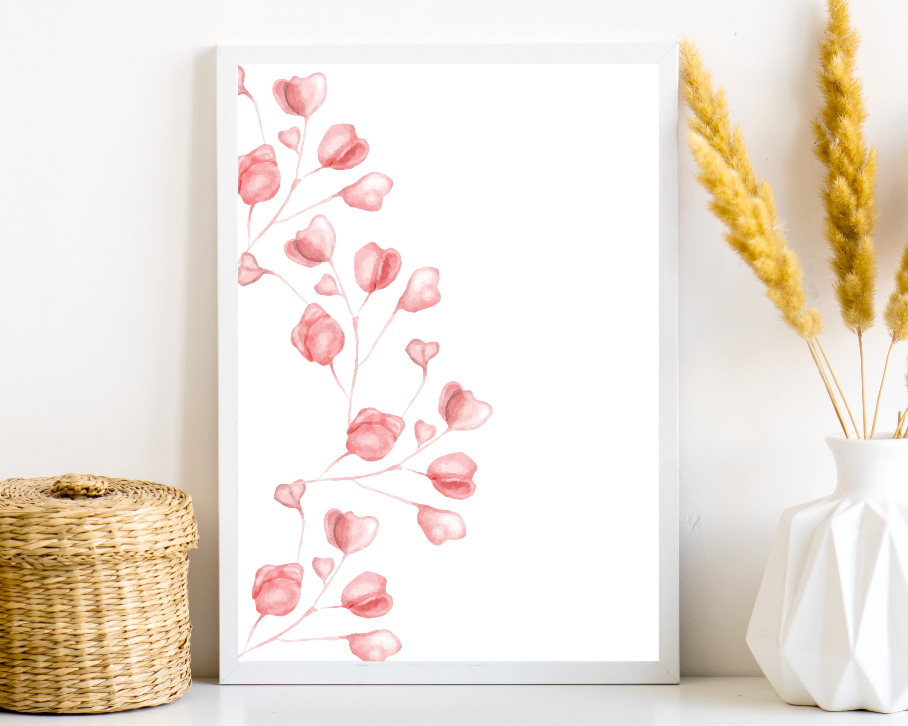 Floral Printable Pink Flower Wall Art Pink Wall Decor Pink Etsy