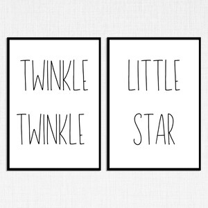 Twinkle Twinkle Little Star | Set of 2 nursery prints, nursery rhyme song lyrics, baby wall decor, nursery wall art, baby shower gift idea