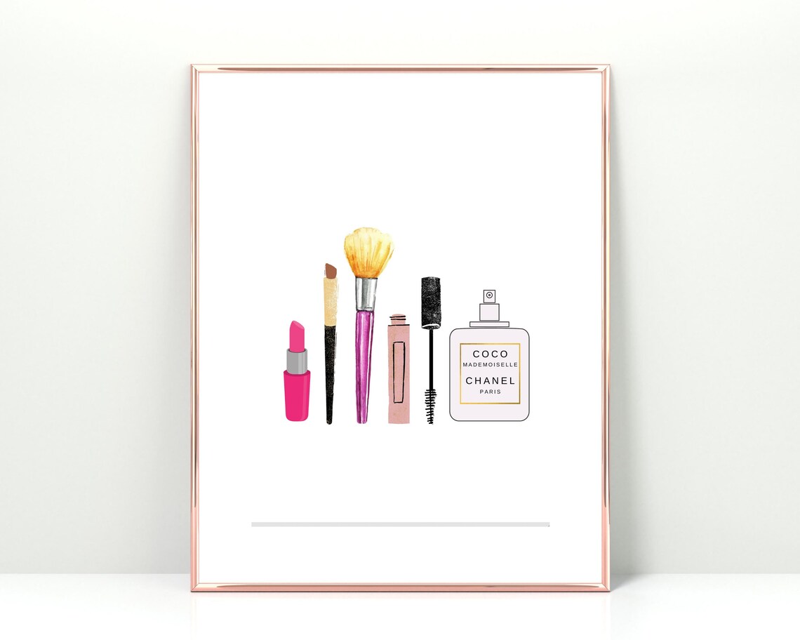 Makeup Wall Art | Fashion Poster Print | Printable Art | Makeup Brush Printable | Perfume Wall ...