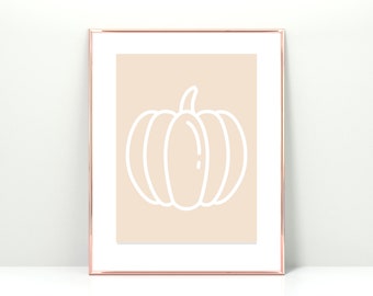 Impresión de calabaza blanca, impresión de arte de otoño, descarga digital imprimible, calabaza blanca imprimible, impresión de Acción de Gracias, decoración de otoño, impresión de decoración del hogar