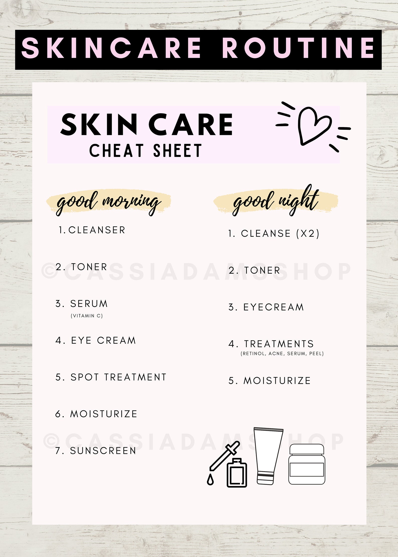 Skincare Routine Printable - Skincare Printable - Etsy