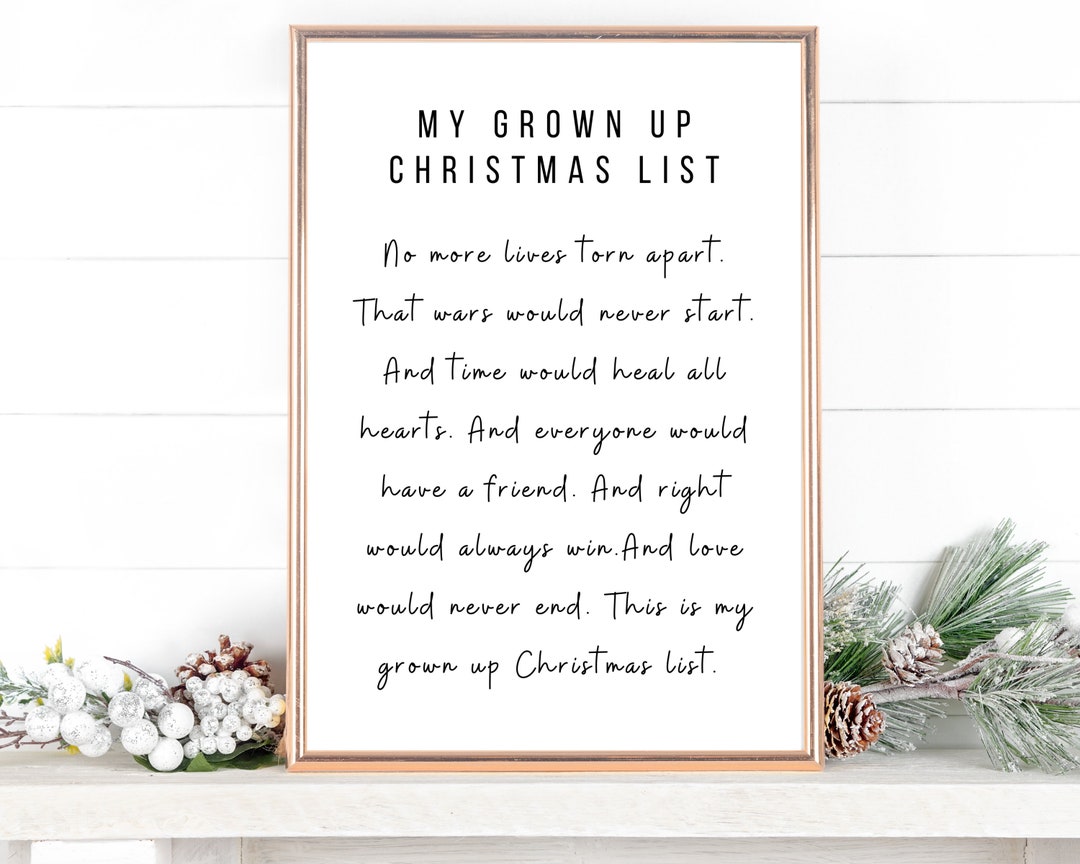 My Grown up Christmas List Printable Christmas Song, Christmas Decorations, Xmas Printable