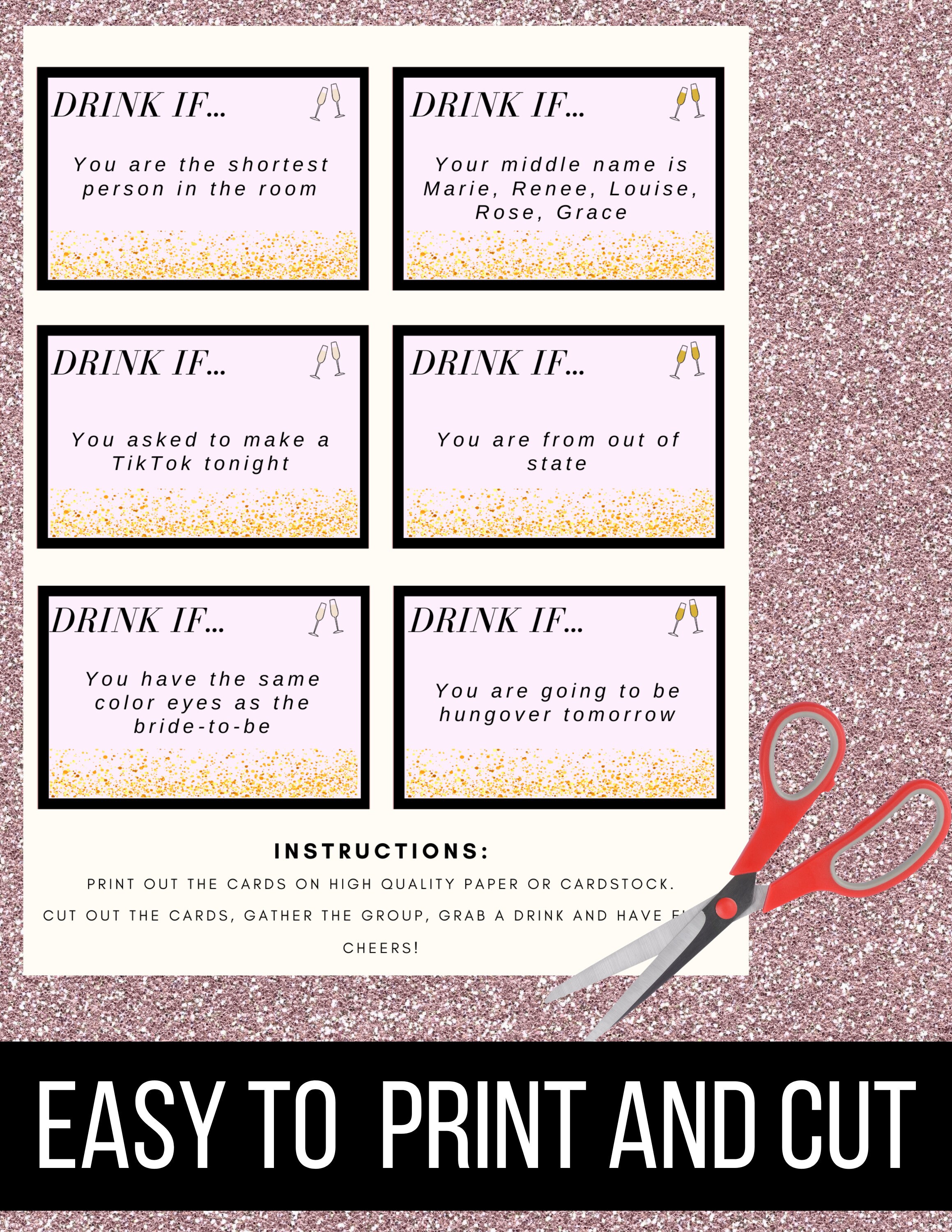 Bachelorette Party Games Printable - Drinking Games - Printable ...