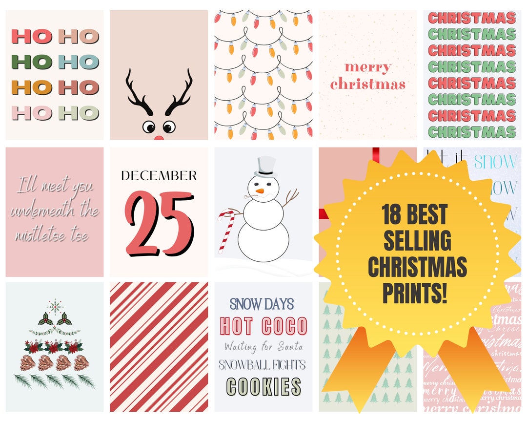 CHRISTMAS PRINTS | 18 Christmas Prints | Instant Download, Cute ...