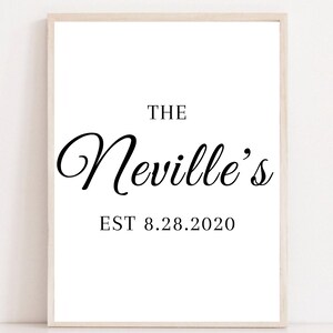 Custom Print For Wedding - Established In Wedding Date - New Couple Wedding Gift Idea