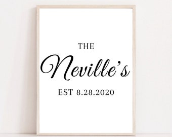 Custom Print For Wedding - Established In Wedding Date - New Couple Wedding Gift Idea