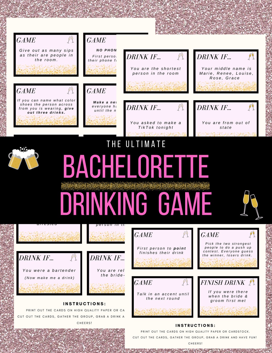 Bachelorette Party Games Printable - Drinking Games - Printable ...