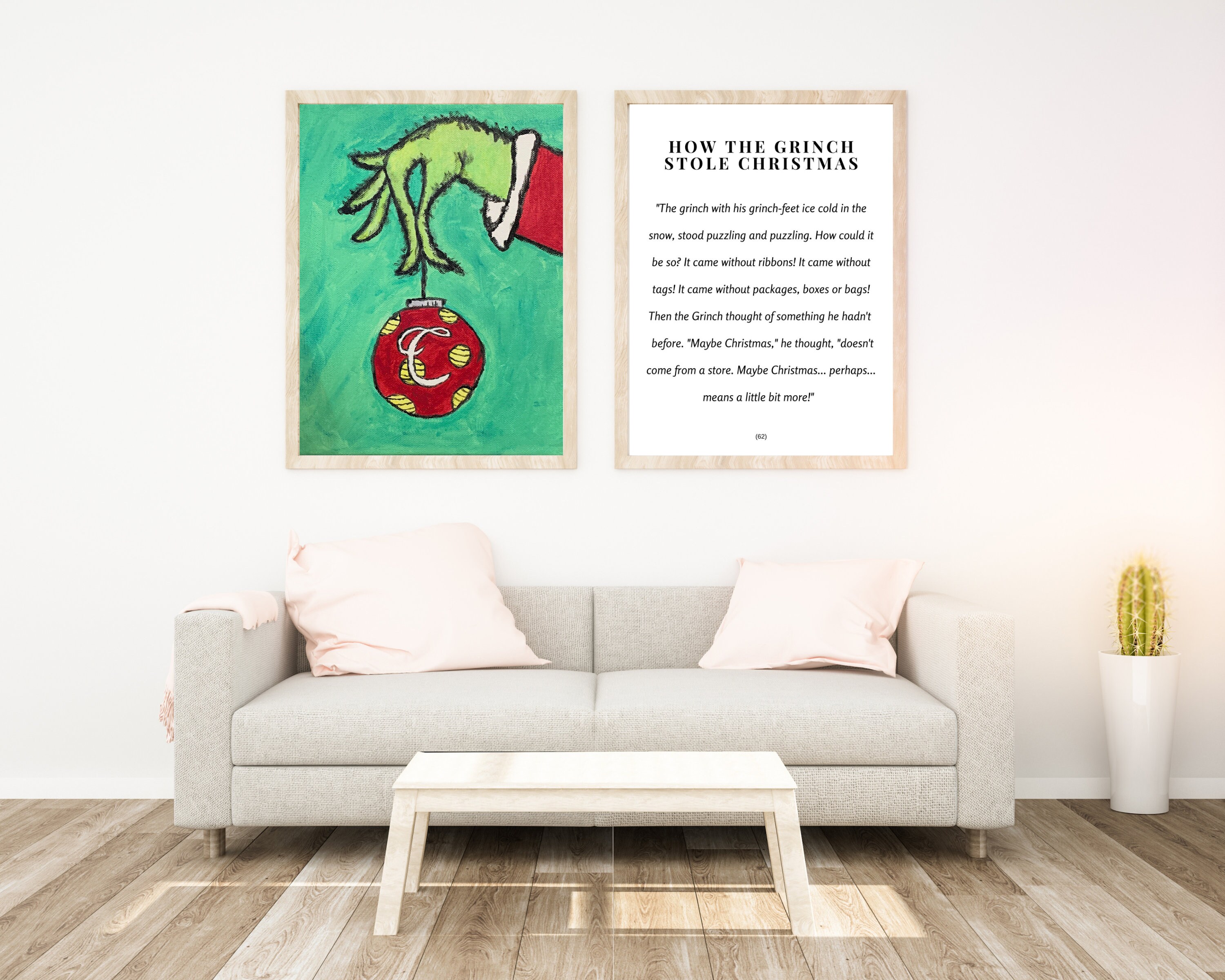 Set of 2 Grinch Printable, Hand Painted Grinch, Grinch Quote SVG, Set ...