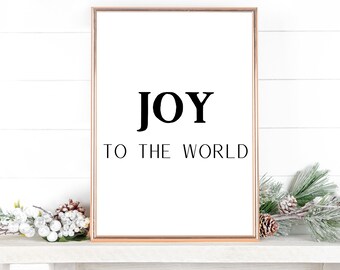 Joy To The World Printable | Joy To The World Christmas Decorations, Beautiful Christmas Wall Art, Living Room Xmas Decorations, Download