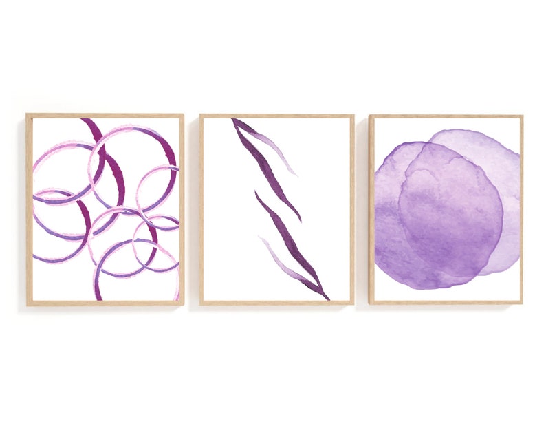 Set of 3 Printables, Purple Abstract Wall Prints, Abstract Poster ...