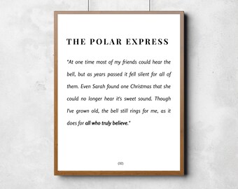 The Polar Express Printable, Christmas Wall Prints, The Polar Express Quote Art, Instant Download Prints, All who truly believe quote, xmas