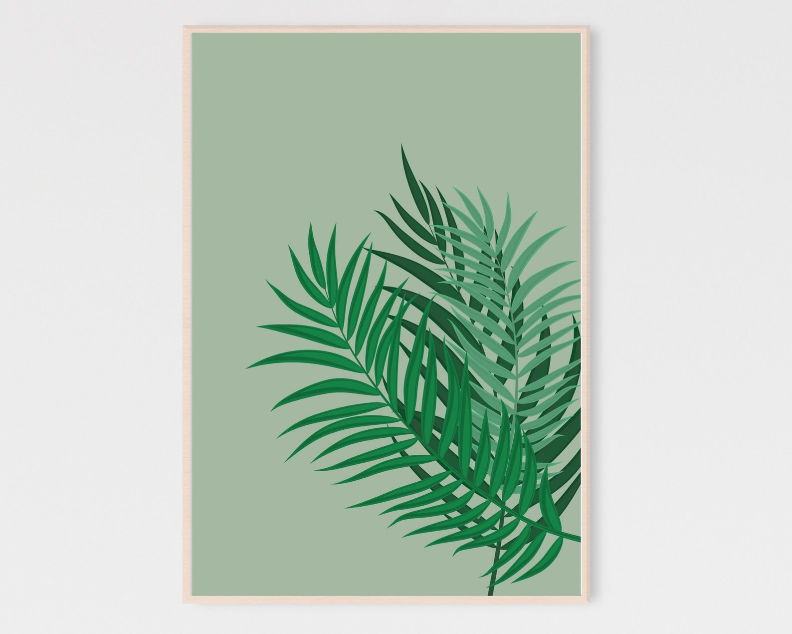 Palm Leaves Printable, Palm Leaves Wall Art, Scandinavian Decor, Green