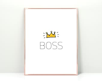 Girl power-tryck, Girl power-skylt, boss-tryck, tjejboss-skylt, feminina boss-tryck, inredning för hemmet, bossaffisch, kontorstryck