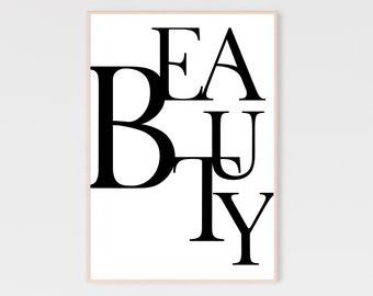 Beauty Print, Schönheit Wandkunst, digitaler Download, schöne Druck, Ankleidezimmer Druck, abstrakte Schönheit Typografie, Mode Druck, glam Dekor