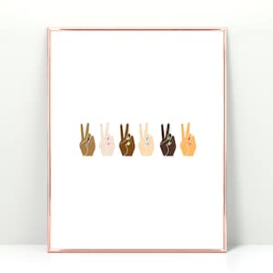 Diversity Printable, diversity poster, peace sign print, classroom decor, equality poster, girl power, digital download, inclusive printable