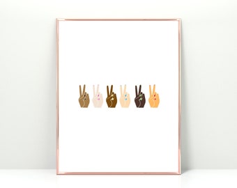 Diversity Printable, Diversity Poster, Peace Zeichen Print, Klassenzimmer Dekor, Gleichheit Poster, Mädchen Power, digitaler Download, inklusive printable