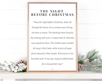 The Night Before Christmas Printable | Christmas Decorations  | Childrens Christmas Story | Christmas Printable | Christmas Wall Prints
