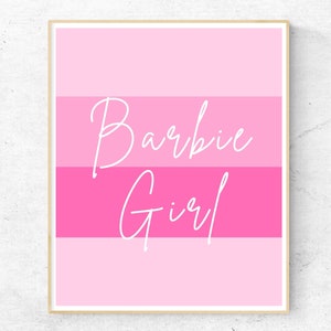 Barbie girl printable barbie sign barbie wall art pink wall | Etsy