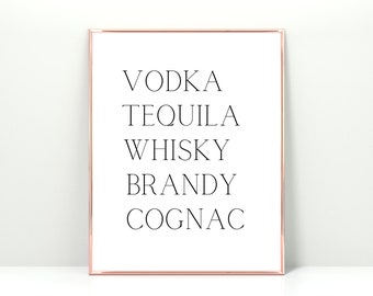 bar cart decor, printable alcohol sign, alcohol print, bar cart accessories, instant download, alcohol poster, bar decorations, kitchen art