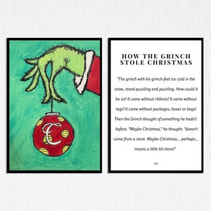 Set of 2 Grinch Printable, Hand Painted Grinch, Grinch Quote SVG, Set ...