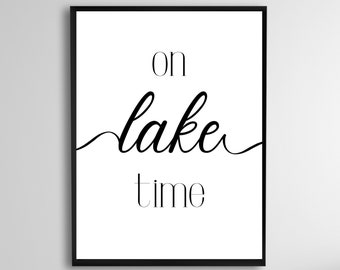 en el signo de la hora del lago, vida del lago imprimible, en el cartel de la hora del lago, decoración de la casa del lago, decoración del lago, impresiones de la casa del lago, descarga instantánea, imprimible