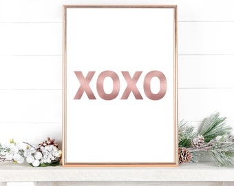 Wydruki ścienne XOXO | Wydruki Glam | Wydruki Rose Gold | sztuka xo | różowe wydruki ścienne | pobieranie cyfrowe | sztuka do druku | sztuka ścienna do pokoju dziewczęcego