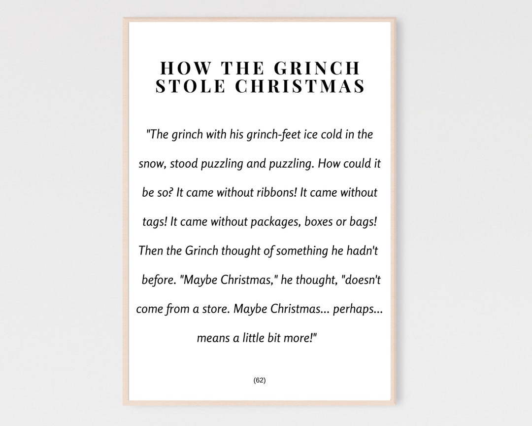How the Grinch Stole Christmas Wall Art Grinch Printable, Christmas