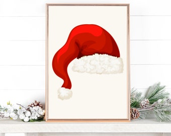 jultomtehatt, utskrivbar julhatt, utskrivbar jultomte, julväggkonst, jultryck, digital nedladdningsbar skylt