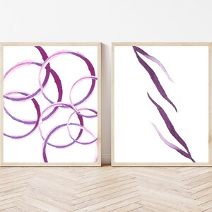 Set of 3 Printables, Purple Abstract Wall Prints, Abstract Poster ...