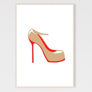 Hoge hakken poster, mode kunst aan de muur, chique fotogalerij muurafdrukken, afdrukbaar modeteken, slaapkamerafdrukken voor vrouw, ontwerper posterprint