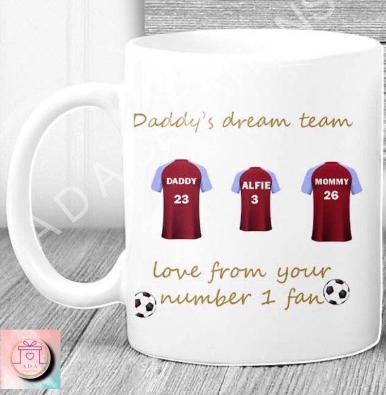 Personalised Football shirt Mug Fathers Day Birthday Christmas gift custom image 3