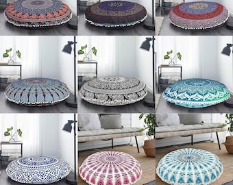 Cojines y fundas de suelo bohemios con cojín de meditación redondo