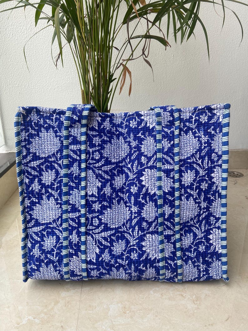 Handmade Patchwork Tote Bag, Indian Making Quilted Tote Bags, Eco Friendly Boho Shopper Bags, Vintage Shoulder Bag, Women's Carry Bag - 6