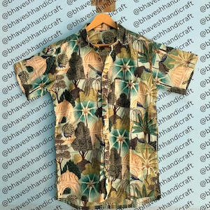 Men's Block Print Cotton Shirt,Light Weight Organic Hand Printed Shirt with Natural Dyes, Hand Block Print Shirt,Casual Party