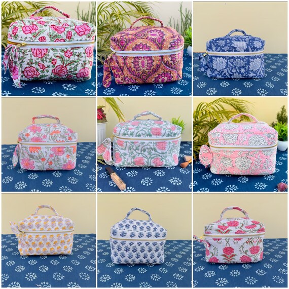 Lot De 3 Trousse Toilette Voyage - Sac Maquillage Fleuri
