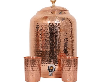 100% Copper Water Pot Hammered Copper Natural Ayurvedic Healing Water Pots Copper Tumbler 8 Ltr Water Dispenser For Sale