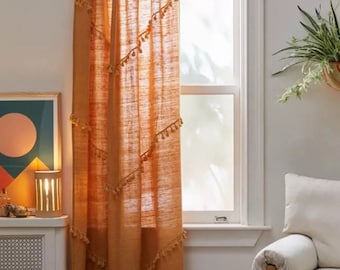 Handmade Tassels One panel Curtain Fringes Curtain Window Curtain Boho Curtain Bedroom Curtain Door Curtain Window Curtain Bohemian Curtains