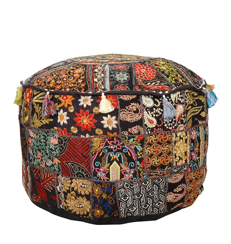Ottoman Pouf Cover Patchwork Floor Cushion Cover Floor Pillow Etsy