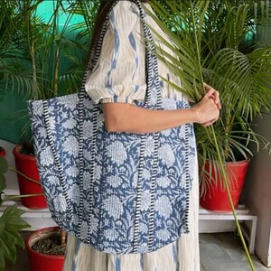 Handmade Patchwork Tote Bag, Indian Making Quilted Tote Bags, Eco Friendly Boho Shopper Bags, Vintage Shoulder Bag, Women's Carry Bag - 6 main image 0