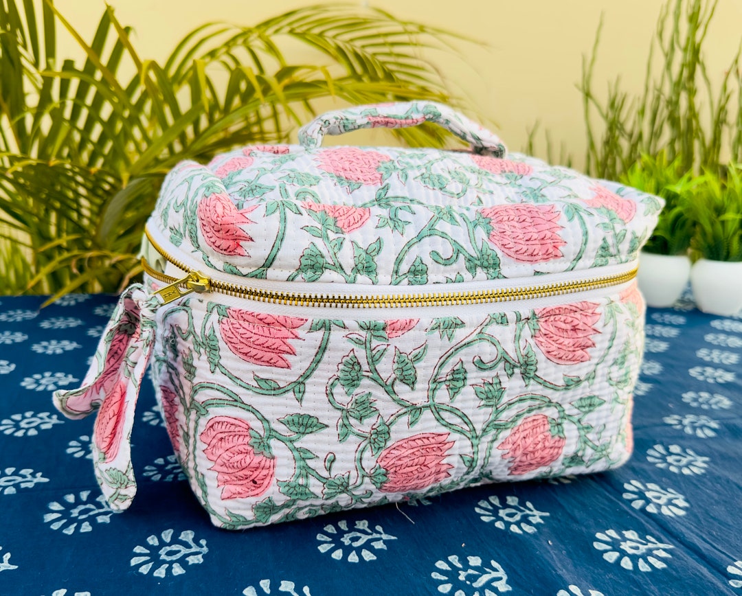 Bolsa de maquillaje acolchada grande Estuche de tocador para